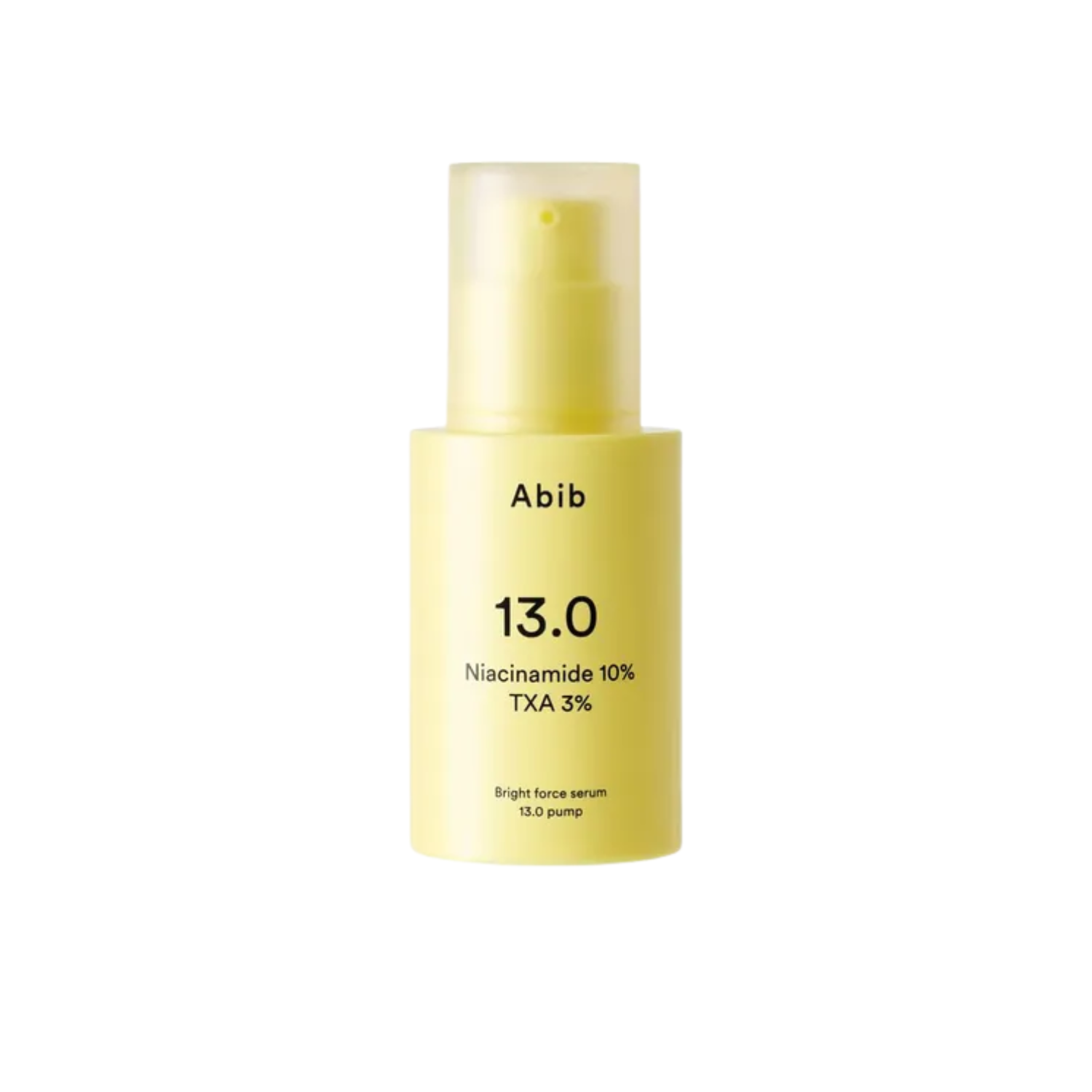 ABIB Bright Force Serum 13.0 Pump is a brightening treatment serum designed to help improve uneven skin tone and reduce the appearance of dark spots. Formulated with 10% Niacinamide and 3% Tranexamic Acid, it helps minimize pigmentation while supporting a clearer, more balanced complexion. Alpha-Arbutin and Vitamin C derivatives help enhance radiance, while Panthenol, Beta-Glucan, and Hyaluronic Acid provide soothing hydration and help maintain the skin barrier.