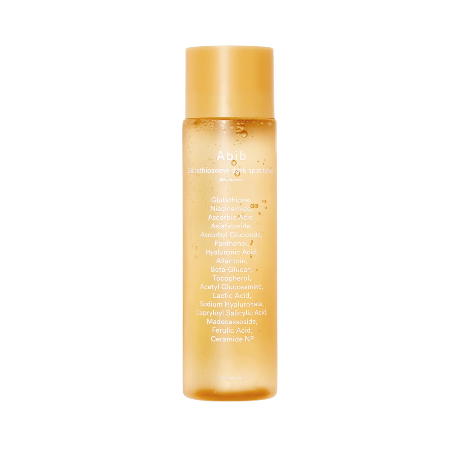 ABIB Glutathiosome Dark Spot Toner Skin Booster is a lightweight brightening toner designed to improve uneven skin tone and enhance radiance. Enriched with Glutathiosome, Niacinamide, and Vitamin C, it helps reduce the appearance of dark spots while promoting a clearer complexion. With gentle LHA exfoliation and soothing ingredients like Centella Asiatica and Panthenol, it helps refine skin texture while supporting the skin barrier. The fast-absorbing texture leaves skin smooth, hydrated, and refreshed. Sui