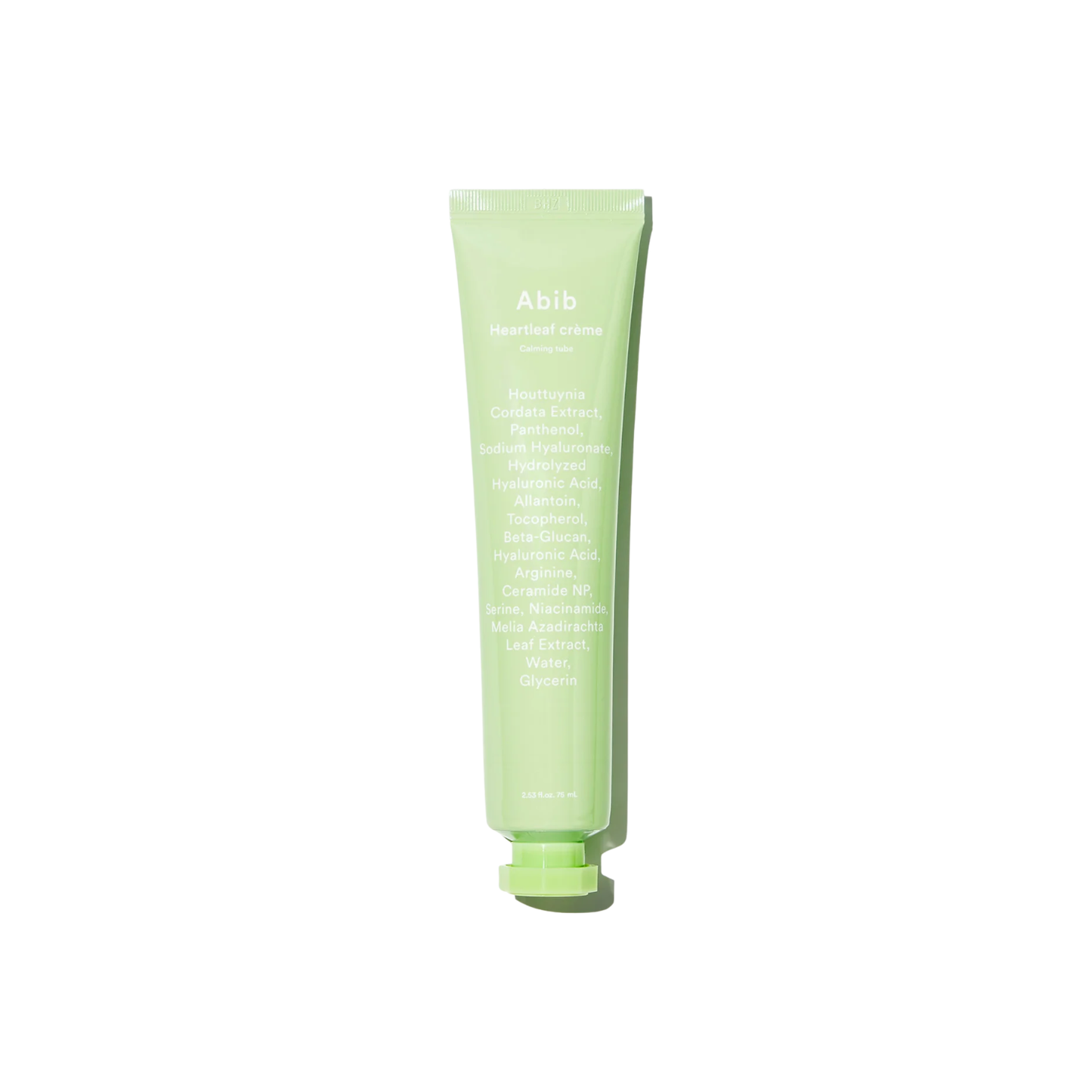 ABIB Heartleaf Cream Calming Tube is a soothing daily moisturizer that helps calm irritation and deeply hydrate the skin. Powered by Heartleaf Extract to reduce redness and discomfort, it delivers lightweight yet lasting moisture with multiple forms of Hyaluronic Acid, Glycerin, and Beta-Glucan. Niacinamide helps brighten and balance the skin, while Panthenol, Allantoin, and botanical extracts provide extra comfort. Ceramide NP strengthens the skin barrier, leaving the complexion soft, smooth, and resilient