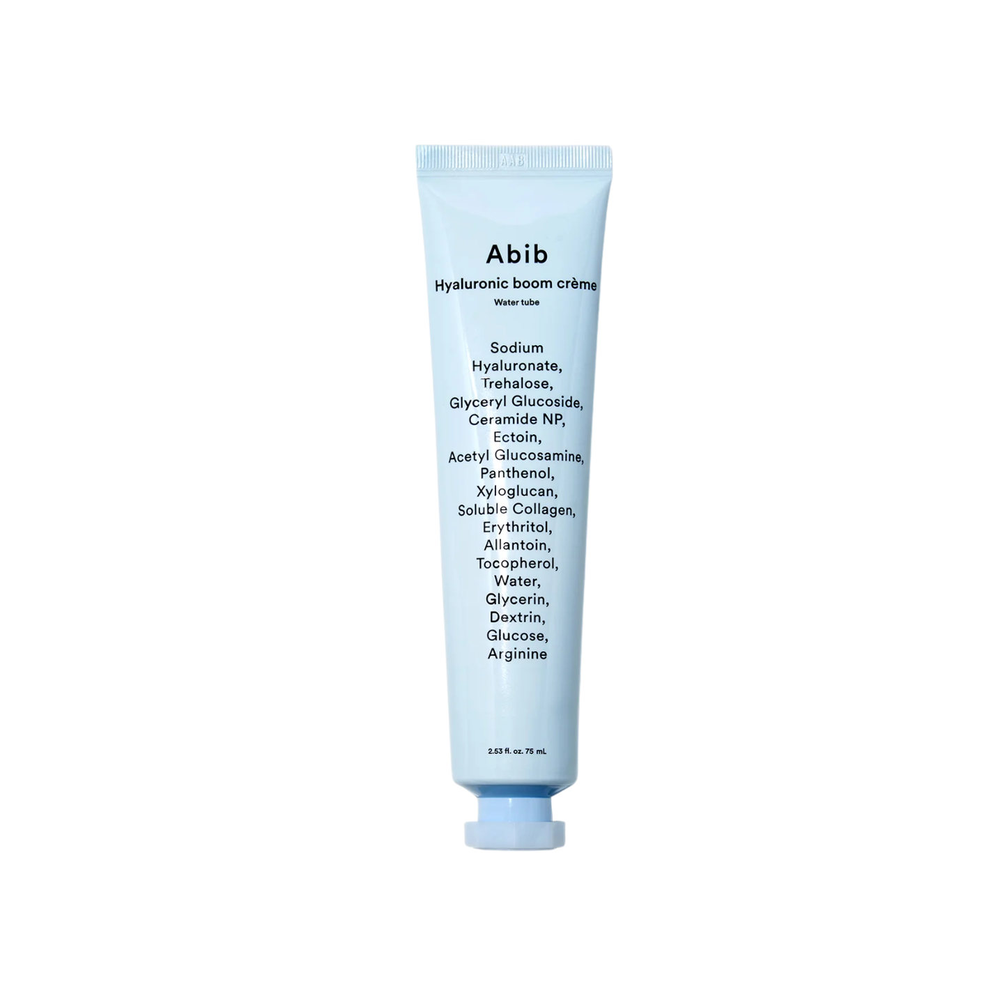 ABIB Hyaluronic Boom Crème Water Tube is a refreshing gel cream made to deeply hydrate dry, dehydrated, and sensitive skin without a heavy feel. Formulated with nano-sized Hyaluronic Acid, Sodium Hyaluronate, Glyceryl Glucoside, Acetyl Glucosamine, Ectoin, Panthenol, Ceramide NP, Allantoin, Trehalose, Tocopherol, and Soluble Collagen, it helps deliver fast moisture, improve hydration retention, and support a healthier-looking skin barrier. The lightweight texture absorbs quickly and leaves skin feeling cool