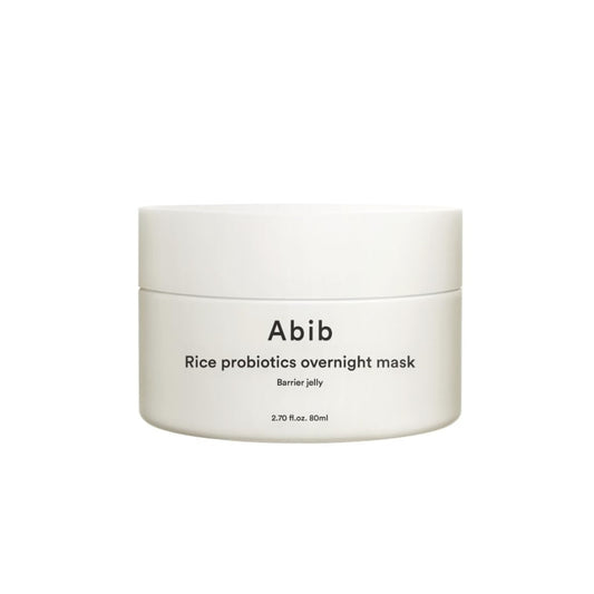 ABIB Rice Probiotics Overnight Mask Barrier Jelly is an overnight treatment that hydrates and strengthens the skin's moisture barrier. Infused with Rice Ferment and Probiotics, this mask nourishes and revitalizes the skin, leaving it soft and refreshed by morning. Key ingredients like Glycerin, Sodium Hyaluronate, and Oryza Sativa (Rice) Bran Extract provide deep hydration and soothing benefits, making it ideal for all skin types. Wake up to a smoother, more radiant complexion with this barrier-boosting for