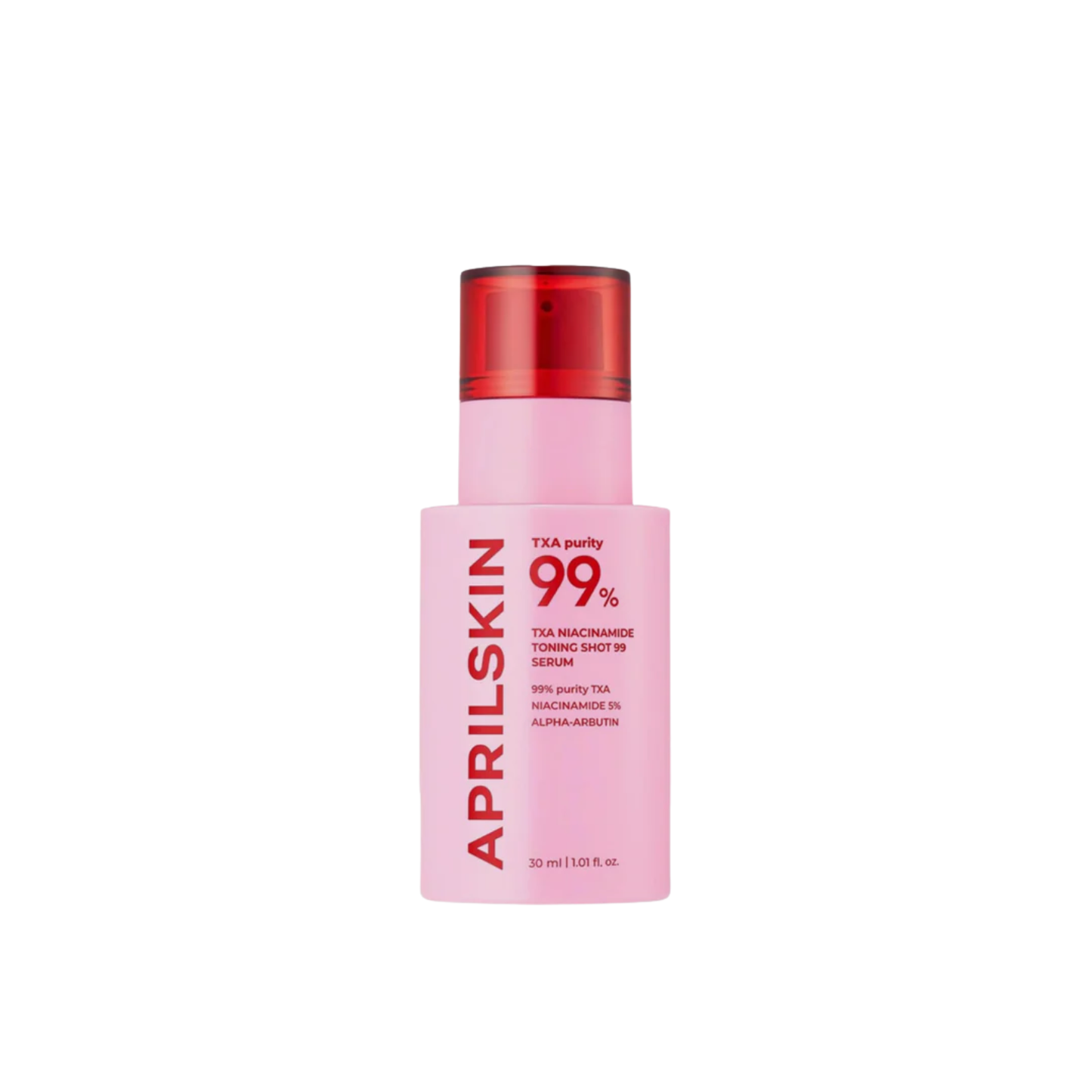 APRILSKIN TXA Niacinamide Toning Shot 99 Serum is a targeted brightening serum designed to improve uneven skin tone and refine pores. Formulated with Tranexamic Acid and Niacinamide, it helps reduce the appearance of dark spots while promoting a clearer, more even complexion. Infused with spicules for enhanced absorption, it delivers active ingredients deep into the skin for improved results. With added Hyaluronic Acid, Panthenol, and Alpha-Arbutin, it provides hydration and supports smoother, revitalized-l