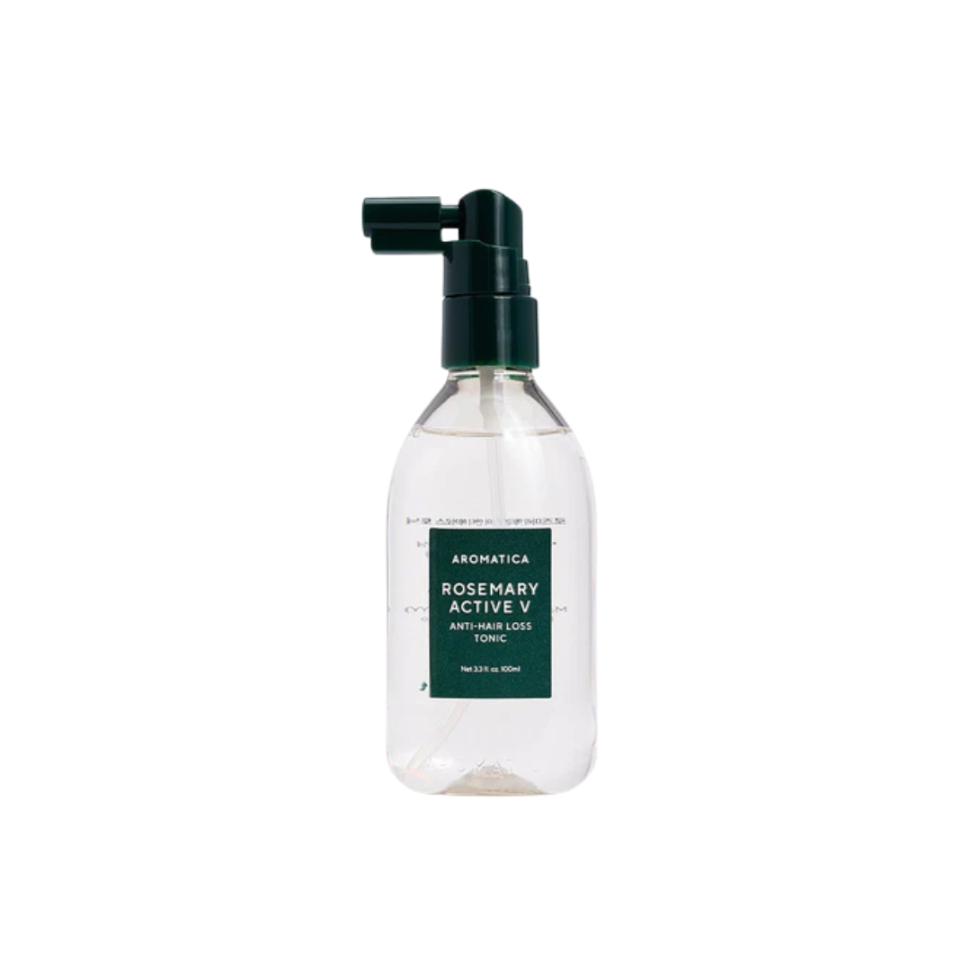 AROMATICA Rosemary Active V Anti-Hair Loss Tonic is a refreshing scalp treatment with Rosemary Leaf Oil and Menthol to energize and cool the scalp. It contains Salicylic Acid and Caffeine to support healthier hair growth and strengthen follicles. The tonic also includes Hydrolyzed Proteins and nourishing oils like Coconut, Jojoba, and Sunflower Seed Oils to strengthen and nourish hair. Biotin and Vitamin C boost hair health, while Cedarwood, Eucalyptus, and Lavender essential oils help maintain a balanced s