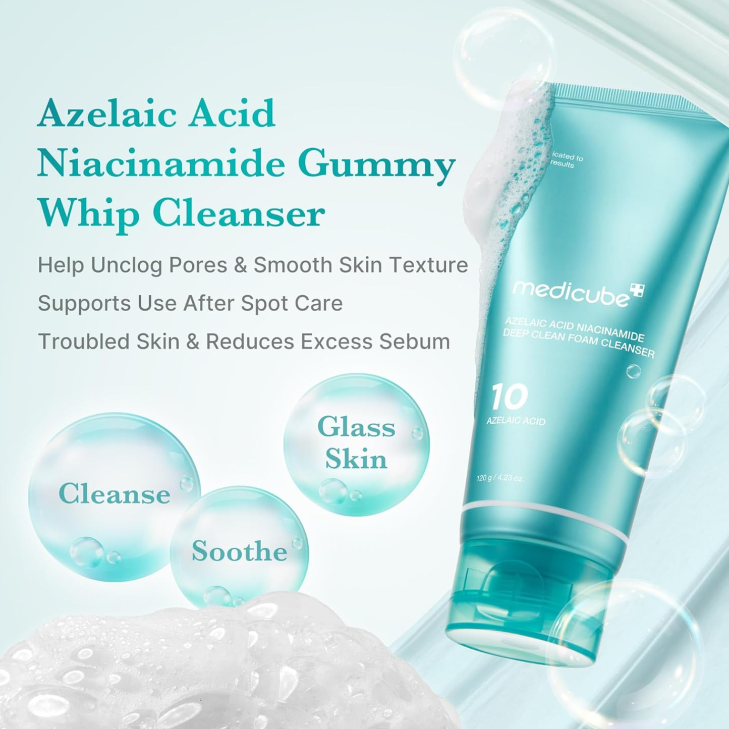 MEDICUBE Azelaic Acid Niacinamide Deep Clean Foam Cleanser 120g