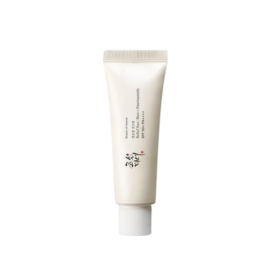 BEAUTY OF JOSEON Relief Sun Rice + Niacinamide is the renewed replacement for BEAUTY OF JOSEON Relief Sun: Rice + Probiotics. This daily sunscreen provides lightweight sun care while helping skin look fresh, hydrated, and comfortable. Formulated with Niacinamide, Rice Seed Water, Rice Extract, Rice Bran Extract, Rice Germ Extract, Rice Lees Extract, Lactobacillus/Rice Ferment, Panthenol, Tocopherol, Adenosine, and Glycerin, it helps support moisture, radiance, and a smoother-looking complexion. The soft tex