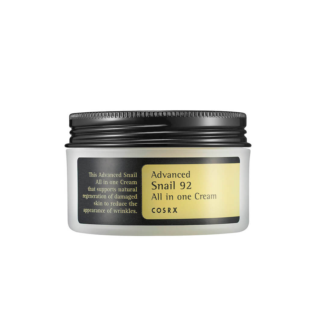 COSRX Advanced Snail 92 All In One Cream is a nourishing moisturizer designed to hydrate, soothe, and support healthy-looking skin. Formulated with 92% Snail Secretion Filtrate, it helps improve moisture, smooth rough texture, and promote a naturally radiant glow. With added Betaine, Sodium Hyaluronate, Allantoin, Panthenol, and Adenosine, this cream helps calm the skin, support elasticity, and keep the complexion soft and plump. Suitable for dry, dehydrated, sensitive, and dull skin types.