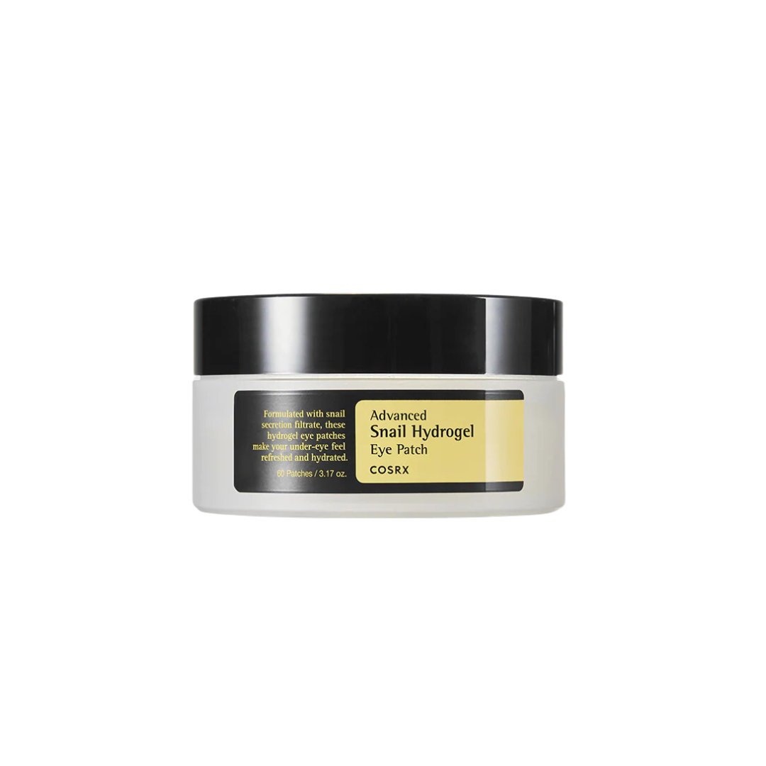 COSRX Advanced Snail Hydrogel Eye Patch is a soothing hydrogel eye patch designed to hydrate, refresh, and smooth the delicate under-eye area. Formulated with Snail Secretion Filtrate, Niacinamide, Glycerin, Betaine, Allantoin, and Adenosine, it helps moisturize tired-looking skin while improving the look of dullness, dryness, and fine lines. The cooling hydrogel texture feels comfortable on the skin and helps leave the eye area looking plumper, brighter, and more refreshed.