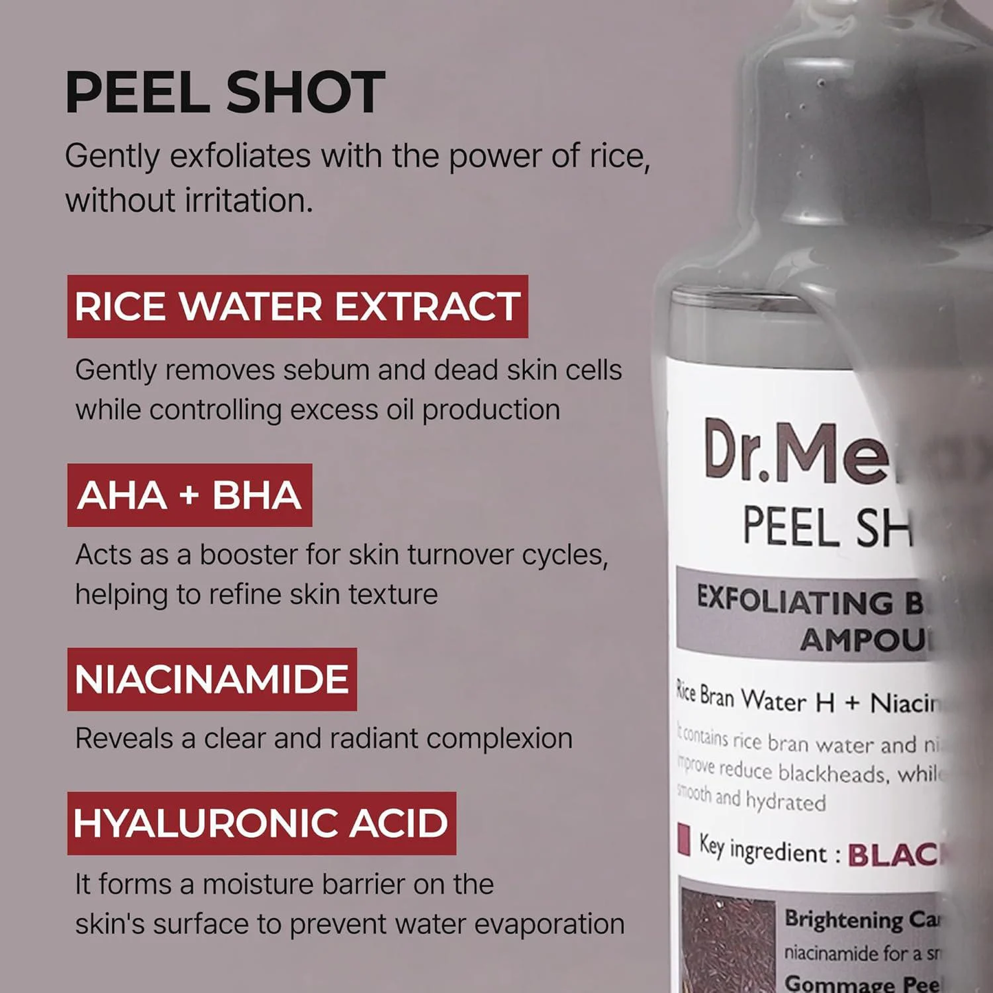 DR. MELAXIN Peel Shot Exfoliating Black Rice Ampoule 80ml