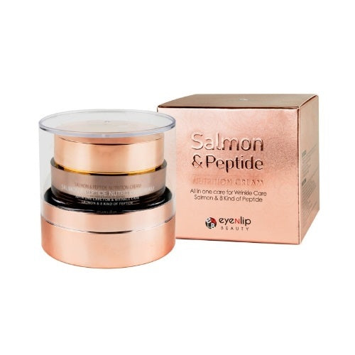 EYENLIP Salmon &amp; Peptide Nutrition Cream is a rich, nourishing moisturizer formulated to improve skin elasticity and hydration. Infused with Salmon Egg Extract, Niacinamide, and a blend of Peptides, it helps firm the skin while supporting a smoother, more youthful appearance. With added Ceramide NP and Hyaluronic Acid, this cream strengthens the skin barrier and locks in moisture, leaving the skin soft, radiant, and well cared for. Suitable for dry and mature skin types.