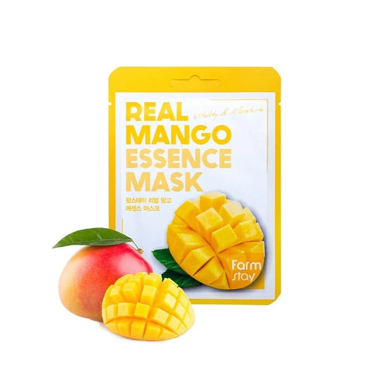 FARM STAY Real Mango Essence Mask is a refreshing sheet mask designed to hydrate and revitalize the skin. Enriched with Mango Fruit Extract, it helps nourish and improve skin softness while delivering a natural glow. Glycerin and Hyaluronic Acid provide deep hydration, while soothing ingredients help keep the skin calm and balanced. The lightweight essence absorbs easily, leaving the skin smooth, refreshed, and radiant after use. Suitable for all skin types.