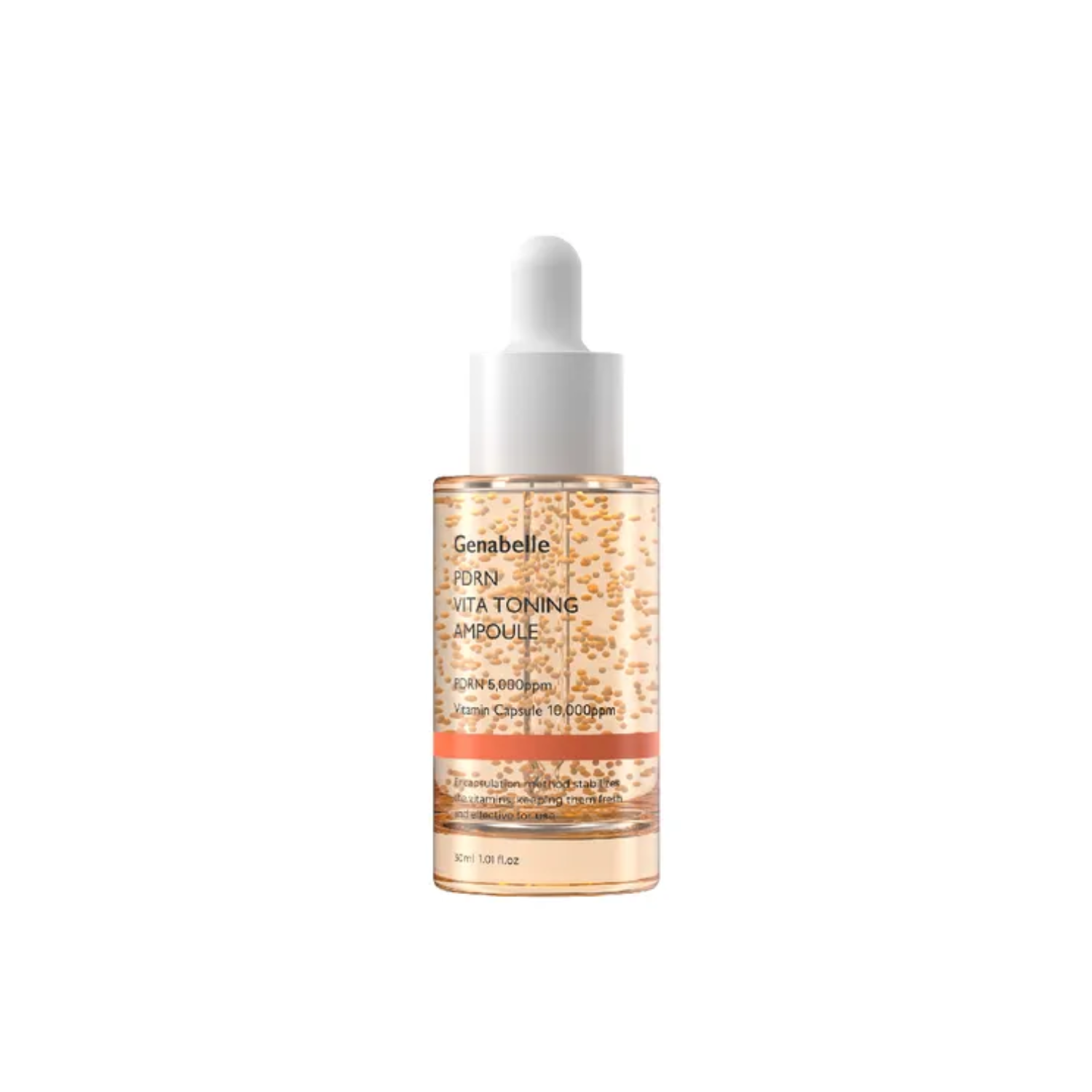 GENABELLE PDRN Vita Toning Ampoule is a brightening and revitalizing ampoule designed to hydrate, soothe, and improve the look of dull, tired skin. Formulated with PDRN, Niacinamide, Tranexamic Acid, vitamin capsules with Vitamins B, C, and E, 3 types of Hyaluronic Acid, Allantoin, Peptides, and Adenosine, it helps support skin elasticity, boost radiance, and strengthen the moisture barrier. The lightweight formula leaves skin looking smoother, healthier, and more glowing. Best suited for dull, dry, normal,