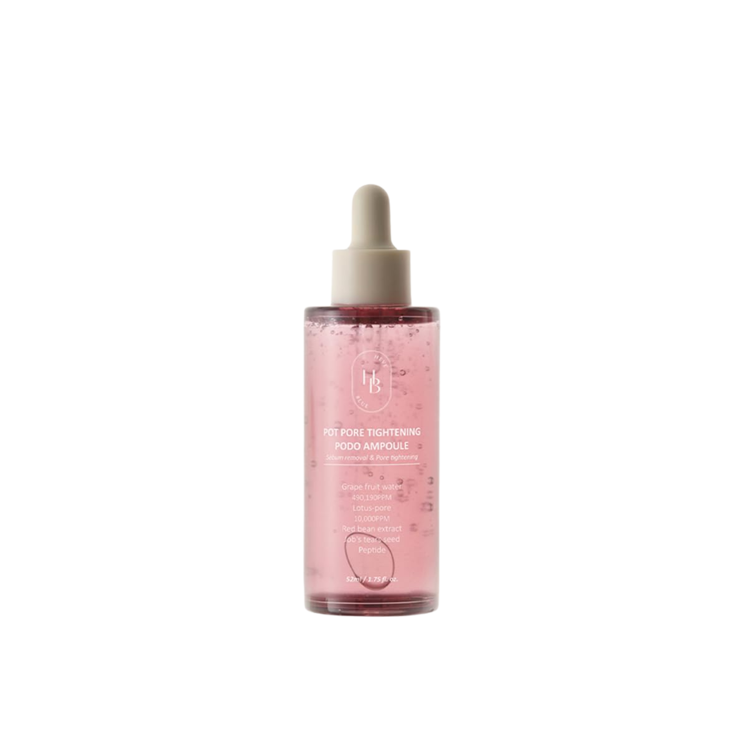 HEVEBLUE Pot Pore Tightening Podo Ampoule is a refreshing, pore-refining serum powered by Grape Fruit Water to hydrate and revitalize the skin. Formulated with Coix Seed Extract, Red Bean Extract, and a blend of botanical ferments, it helps tighten enlarged pores while improving overall skin texture. Hyaluronic Acid, Panthenol, and Sunflower Seed Oil deliver deep moisture, leaving the skin smooth, balanced, and refreshed. With added Acetyl Hexapeptide-8, this ampoule supports firmer, more refined-looking sk