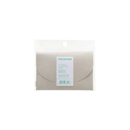 INNISFREE Jeju Volcanic Oil Control Paper is a lightweight blotting paper made to quickly absorb excess oil and shine throughout the day. Formulated with Volcanic-Cluster Powder, it helps control sebum without disturbing your makeup or leaving the skin feeling dry. The compact pack includes 50 sheets, making it easy to carry in your purse, bag, or travel pouch. Best for oily and combination skin types.