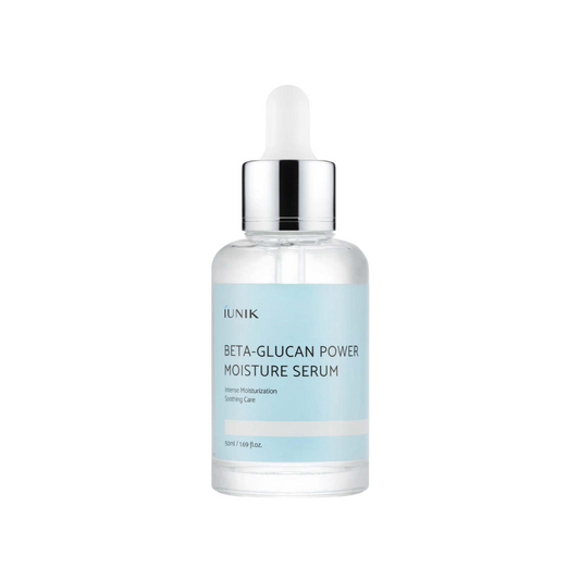 IUNIK Beta-Glucan Power Moisture Serum is a deeply hydrating serum designed to enhance your skin's natural moisture barrier. With a high concentration of Beta-Glucan, this serum effectively moisturizes and soothes the skin, reducing the appearance of fine lines and promoting a smoother, more supple complexion. Ideal for all skin types, it absorbs quickly, providing long-lasting hydration without a greasy feel.