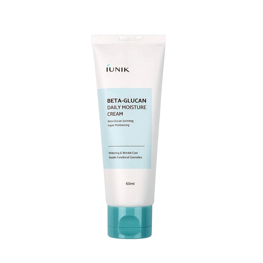 IUNIK Beta Glucan Daily Moisture Cream is a rich yet lightweight moisturizer that delivers long-lasting hydration and nourishment. Formulated with Beta-Glucan and Sodium Hyaluronate, it helps lock in moisture and improve skin elasticity. Niacinamide and Adenosine brighten and support a smoother complexion, while soothing extracts like Centella Asiatica, Aloe, and Licorice Root calm and protect sensitive skin. Enriched with natural fruit extracts, this cream leaves the skin soft, radiant, and refreshed.