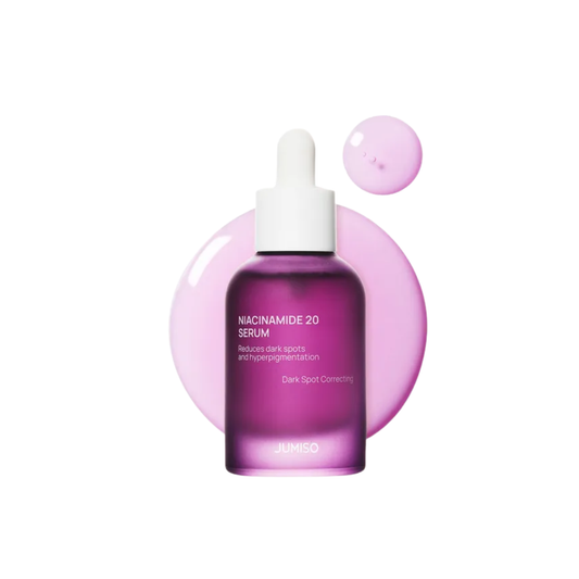 JUMISO Niacinamide 20 Serum is a high-strength brightening serum designed to target dark spots, uneven skin tone, dullness, and enlarged-looking pores. Formulated with 20% Niacinamide, Tranexamic Acid, Glutathione, Hexylresorcinol, Hyaluronic Acid, Centella-derived ingredients, Allantoin, and botanical extracts, it helps improve radiance, hydrate the skin, and support a smoother, clearer-looking complexion. Best suited for dull, uneven, oily, combination, and pigmentation-prone skin. Sensitive skin should i
