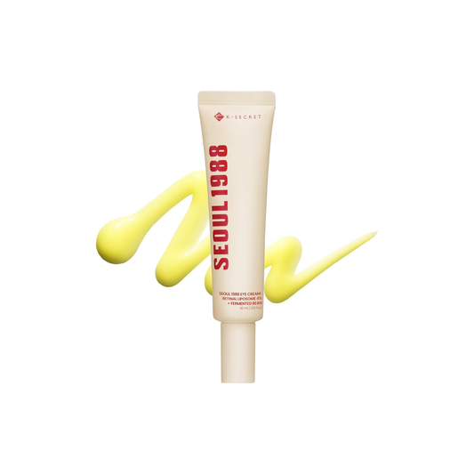 KSECRET SEOUL 1988 Eye Cream: Retinal Liposome 4% + Fermented Bean is a lightweight anti-aging eye cream designed to smooth fine lines, brighten tired-looking eyes, and improve the look of elasticity. Formulated with Retinal Liposome, Fermented Soybean Extract, Niacinamide, Bakuchiol, Peptides, Vitamin C, Vitamin E, Sodium Hyaluronate, and fermented herbal extracts, it helps firm, nourish, and revitalize the delicate under-eye area. The silky texture absorbs smoothly without a greasy feel, making it ideal f