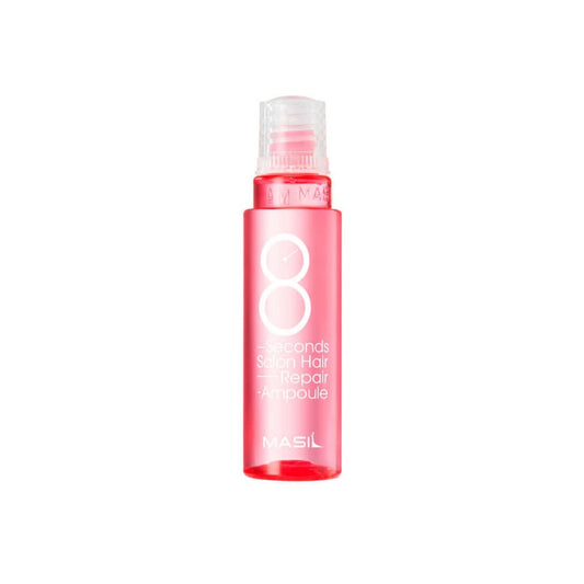 MASIL 8 Seconds Salon Hair Repair Ampoule is a fast-acting treatment designed to deeply nourish and repair damaged hair in just 8 seconds. Enriched with a blend of Hydrolyzed Proteins, Collagen, and Amino Acids, it strengthens hair structure, boosts elasticity, and restores shine. Infused with natural oils like Camellia Seed, Avocado, and Olive, it provides deep hydration and smoothness. Herbal extracts such as Witch Hazel, Peppermint, and Lavender offer soothing benefits for the scalp. Perfect for transfor