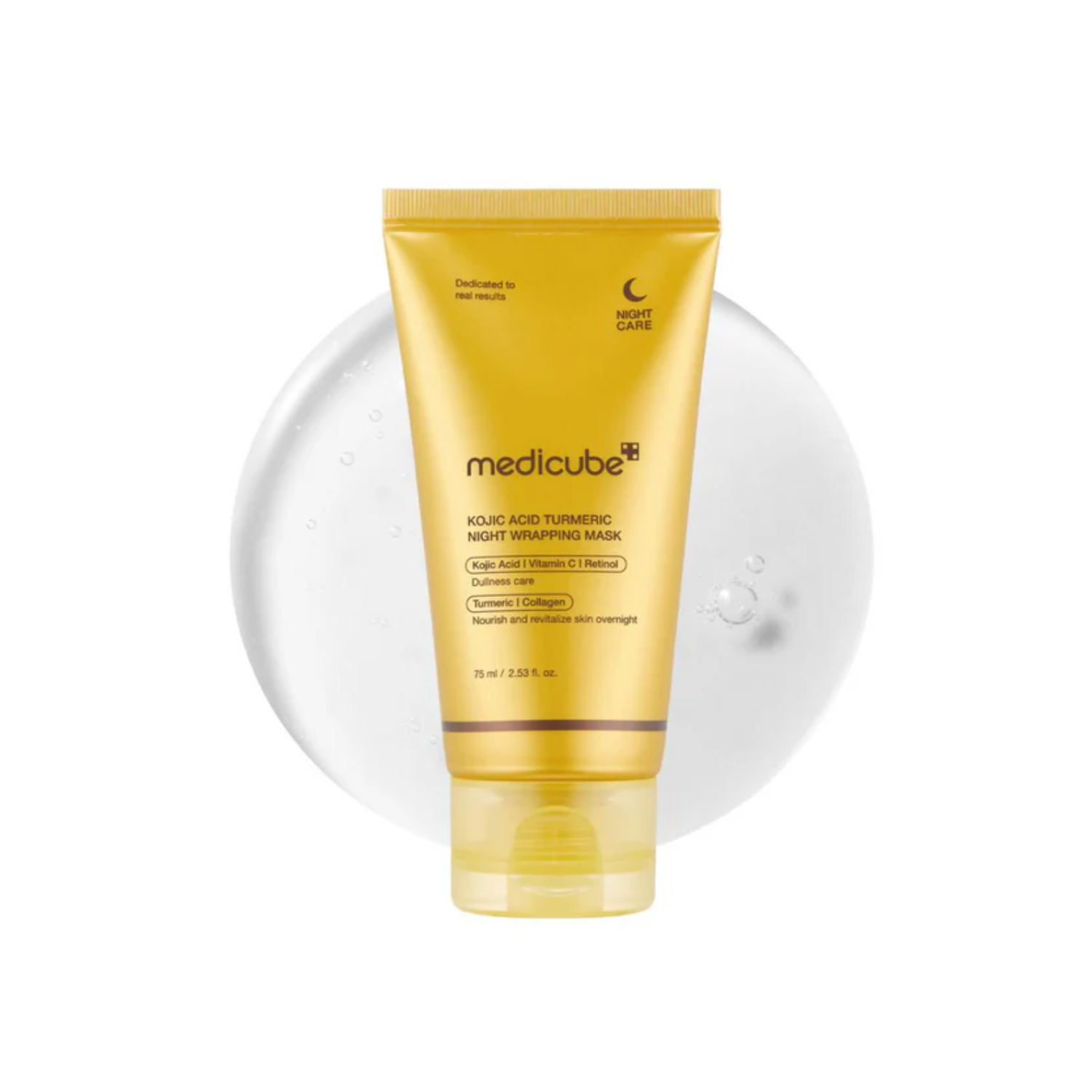 This overnight peel-off mask, MEDICUBE Kojic Acid Turmeric Overnight Wrapping Mask, is made to brighten, smooth, and refresh the look of uneven skin tone while you sleep. It forms a wrapping film over the skin for up to 8 hours of overnight care, then peels off or rinses away in the morning.

Formulated with Turmeric Root Extract, Niacinamide, Sodium Hyaluronate, Collagen Extract, Kojic Acid, Ascorbic Acid, Soybean Oil, and Retinol, it helps support radiance, hydration, smoother texture, and more even-looki