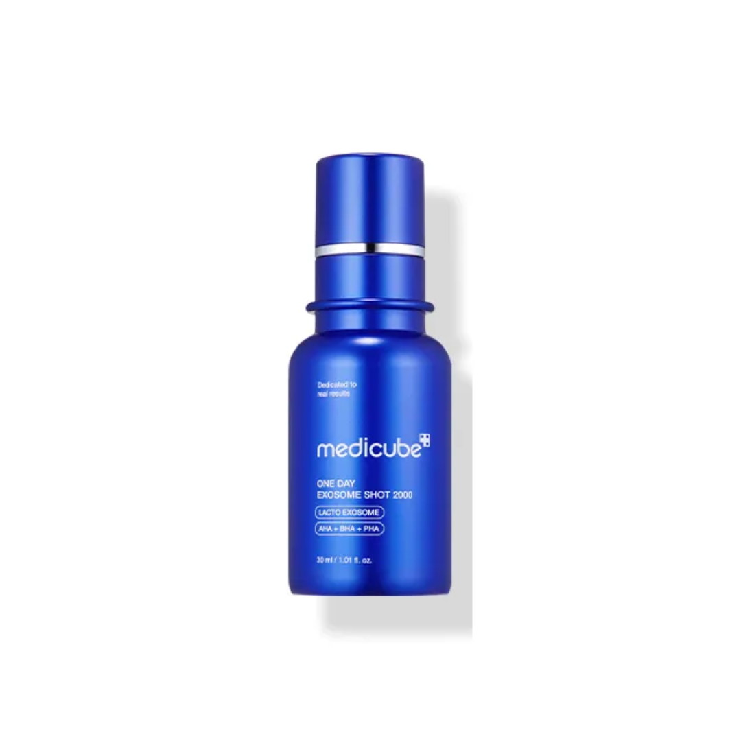 This tingling pore-care ampoule, MEDICUBE Zero Exosome Shot 2000, is a mild micro-sized booster made to help refine pores, smooth uneven texture, and support a clearer-looking complexion. Inspired by microneedling care, it uses Exosome-coated Spicules to help deliver active ingredients to the skin, while Lacto Exosome helps support damaged skin and overall skin vitality. The formula is clinically tested to help care for pore size, texture, skin barrier, radiance, sebum, and dead skin buildup. Suitable for a