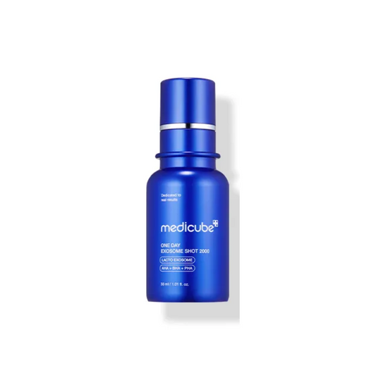 This tingling pore-care ampoule, MEDICUBE Zero Exosome Shot 2000, is a mild micro-sized booster made to help refine pores, smooth uneven texture, and support a clearer-looking complexion. Inspired by microneedling care, it uses Exosome-coated Spicules to help deliver active ingredients to the skin, while Lacto Exosome helps support damaged skin and overall skin vitality. The formula is clinically tested to help care for pore size, texture, skin barrier, radiance, sebum, and dead skin buildup. Suitable for a