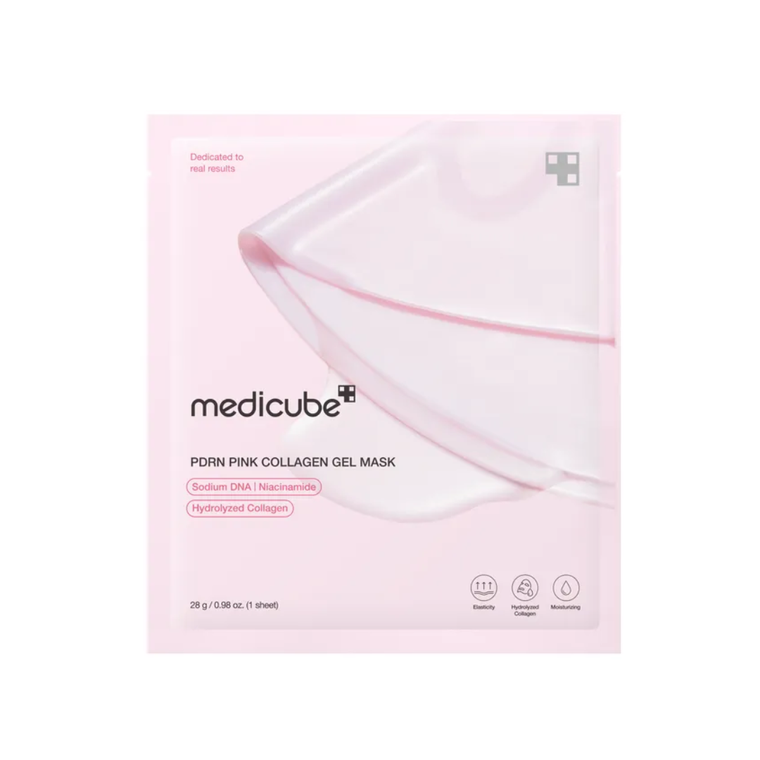 This color-changing hydrogel mask, MEDICUBE PDRN Pink Collagen Gel Mask, is made to hydrate, firm, and give skin a smooth Korean glass-glow finish. The pink jelly mask gradually turns transparent as it adheres to the skin and delivers its essence, making it ideal for overnight care or a 3–4 hour daytime treatment.

Formulated with Salmon PDRN, Hydrolyzed Collagen, Niacinamide, and Peptide, it helps support elasticity, moisture, skin barrier care, radiance, and a more even-looking tone. It is dermatologist-t