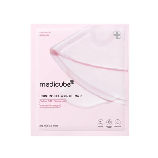This color-changing hydrogel mask, MEDICUBE PDRN Pink Collagen Gel Mask, is made to hydrate, firm, and give skin a smooth Korean glass-glow finish. The pink jelly mask gradually turns transparent as it adheres to the skin and delivers its essence, making it ideal for overnight care or a 3–4 hour daytime treatment.

Formulated with Salmon PDRN, Hydrolyzed Collagen, Niacinamide, and Peptide, it helps support elasticity, moisture, skin barrier care, radiance, and a more even-looking tone. It is dermatologist-t