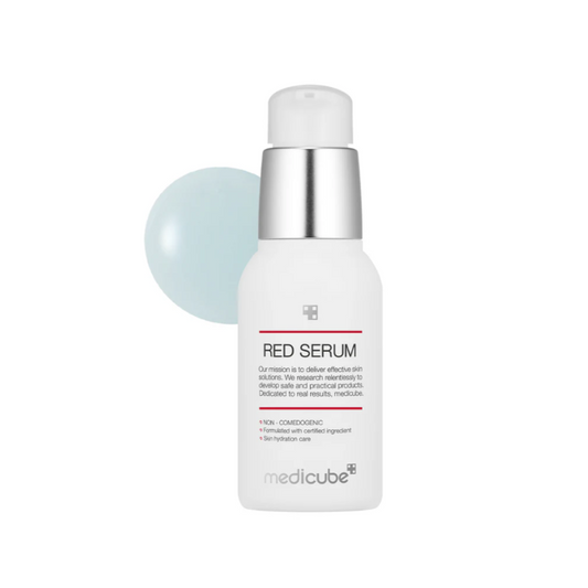 This calming serum, MEDICUBE Red Serum, is made to soothe, moisturize, and support clearer-looking skin, especially for oily and blemish-prone skin types. The lightweight formula absorbs quickly and helps skin feel calmer, fresher, and more balanced without a heavy finish.

Formulated with Tea Tree Leaf Oil, Niacinamide, Zinc PCA, Salicylic Acid, Panthenol, Allantoin, Ceramide NP, Green Tea Extract, Centella Asiatica Extract, Willow Bark Extract, and multiple plant extracts, it helps support oil control, po