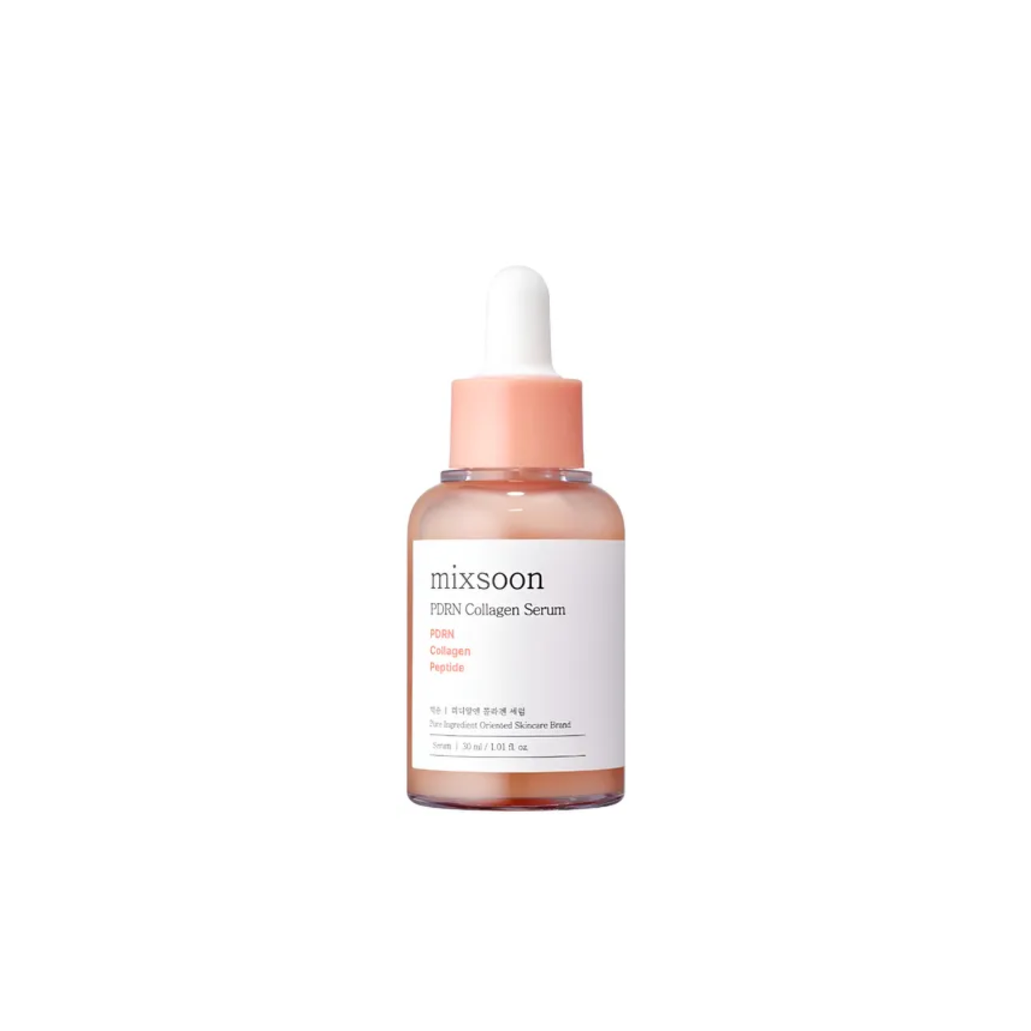 MIXSOON PDRN Collagen Serum delivers deep hydration and visible firmness with a blend of plant-based PDRN, Collagen, and Peptides. This nourishing formula strengthens the skin barrier, boosts elasticity, and promotes a brighter, healthier complexion. Infused with fermented rice bran and ultra-low molecular Hyaluronic Acid, it absorbs quickly to leave your skin soft, smooth, and revitalized.