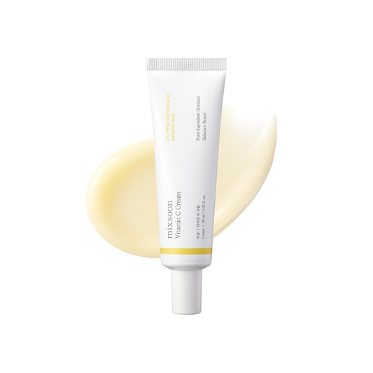 MIXSOON Vitamin C Cream is a brightening moisturizer designed to improve dullness and restore a healthy-looking glow. Formulated with 7% Vitamin C Derivatives, Ascorbic Acid, Niacinamide, Glutathione, Tocopherol, Bisabolol, and Sea Buckthorn Fruit Oil, it helps brighten uneven skin tone, provide antioxidant care, and support smoother-looking skin. The refreshing cream texture contains natural Cellulose Powder for a lightweight, non-sticky finish, making it suitable for dull, normal, combination, and uneven 