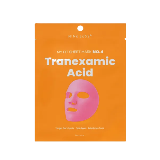 NINELESS My Fit Sheet Tranexamic Acid Mask is a brightening and hydrating sheet mask designed to improve the look of dullness, dark spots, and uneven skin tone. Formulated with Tranexamic Acid, Niacinamide, Panthenol, Allantoin, Sodium Hyaluronate, Hydrolyzed Hyaluronic Acid, and Sodium DNA, it helps soothe, moisturize, and support a clearer, more radiant-looking complexion. Best suited for dull, uneven, normal, combination, and pigmentation-prone skin.