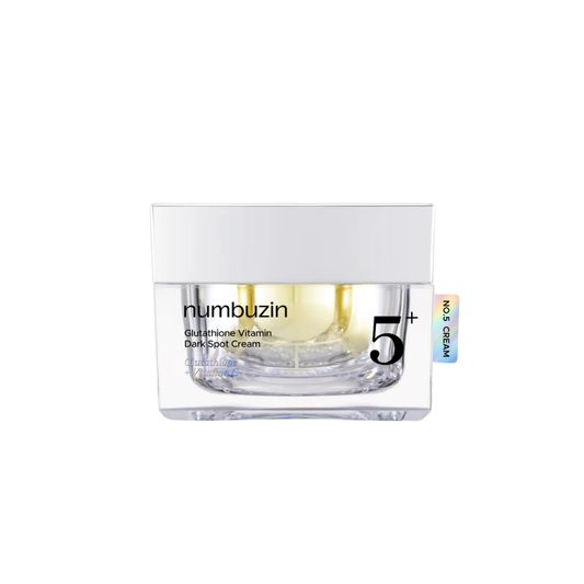 NUMBUZIN No. 5+ Vitamin Glutathione Dark Spot Laser Cream is a lightweight brightening cream designed to target dark spots and improve uneven skin tone. Enriched with Glutathione, L-Cysteine, and Niacinamide, it helps visibly fade discoloration while promoting a more radiant complexion. With added Panthenol, Ceramide NP, and Beta-Sitosterol, it supports the skin barrier and provides lasting hydration. The nourishing formula helps smooth and strengthen the skin, leaving it balanced, brighter, and healthier-l