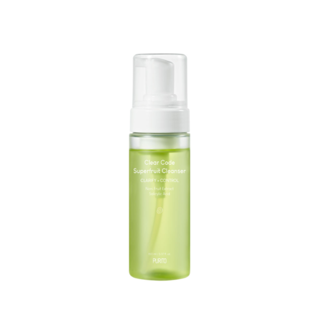 PURITO SEOUL Clear Code Superfruit Cleanser is a refreshing and gentle facial cleanser formulated with a blend of superfruits and botanical extracts to deeply cleanse and revitalize the skin. Enriched with Morinda Citrifolia (Noni) Fruit Extract, Saccharomyces Ferment, and a variety of fruit extracts like Pear and Peach, this cleanser effectively removes impurities while leaving the skin hydrated and refreshed. With Salicylic Acid and Allantoin, it helps to gently exfoliate and soothe the skin, making it id
