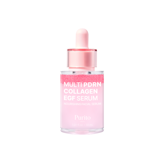 PURITO SEOUL Multi PDRN Collagen EGF Serum is a lightweight and nourishing formula designed to support skin repair and improve elasticity. Enriched with PDRN, Collagen, and EGF, it helps revitalize and smooth the skin while promoting a firmer, more youthful appearance. With added Ceramide NP, Centella Asiatica Extract, and Oat Extract, it soothes and strengthens the skin barrier while providing lasting hydration. Perfect for daily use to keep your skin balanced, hydrated, and radiant.
