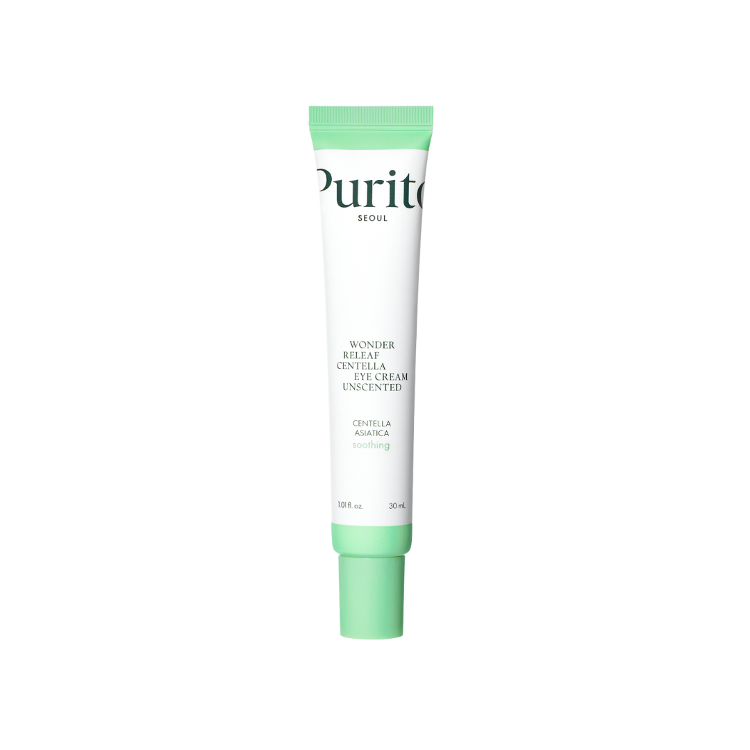 PURITO SEOUL Wonder Releaf Centella Eye Cream Unscented is a gentle and soothing eye cream designed to hydrate, calm, and improve the appearance of fine lines. Formulated with Centella Asiatica Extract, Peptides, and Ceramide NP, it helps strengthen the skin barrier while supporting firmer, smoother-looking skin. Ingredients like Panthenol, Hyaluronic Acid, and plant oils provide lasting moisture and comfort. The lightweight, unscented formula is perfect for sensitive skin and leaves the eye area soft, refr