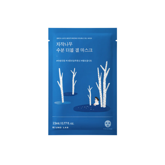 ROUND LAB Birch Juice Moisturizing Double Gel Mask is a deeply hydrating gel mask designed to replenish moisture and soothe the skin. Infused with Betula Platyphylla Japonica Juice, Glyceryl Glucoside, and 10 types of Hyaluronic Acid, it helps maintain the skin’s water balance while delivering fast-absorbing hydration. Featuring ROUND LAB’s HydroKeep-Barrier™ and Sooding Cooler ingredients, this mask helps protect against moisture loss and calm overheated or irritated skin. The jelly mask texture and am