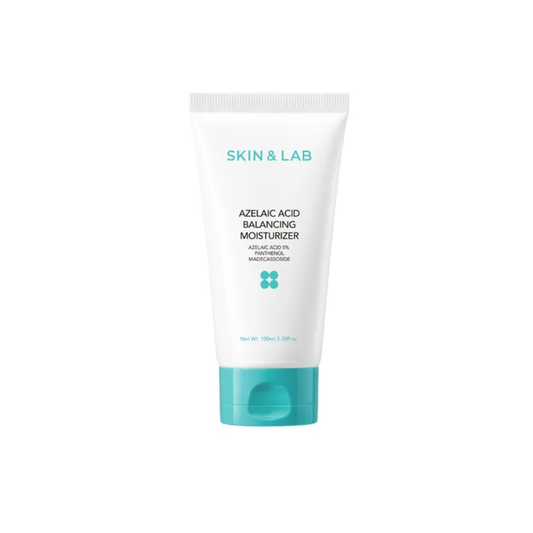 SKIN & LAB Azelaic Acid Balancing Moisturizer is a lightweight cream designed to hydrate, soothe, and balance blemish-prone or redness-prone skin. Formulated with 5% Azelaic Acid, Niacinamide, Squalane, Centella Asiatica Leaf Extract, Panthenol, Madecassoside, Sodium Hyaluronate, and Dipotassium Glycyrrhizate, it helps reduce the look of redness, refine uneven tone, and support a healthier skin barrier. The comfortable moisturizing texture keeps skin soft and balanced without feeling heavy. Best suited 
