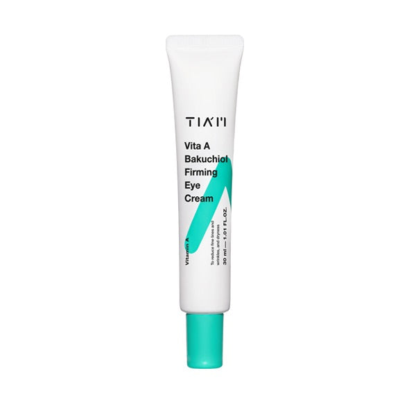 TIAM Vita A Bakuchiol Firming Eye Cream is a nourishing treatment designed to rejuvenate the delicate eye area. It combines Hydrolyzed Collagen and Bakuchiol, a natural alternative to retinol, to firm and smooth the skin while reducing the appearance of fine lines. Retinyl Palmitate and a blend of peptides support skin elasticity and repair. Enriched with Sunflower Seed Oil and Panthenol, this cream hydrates and softens, while Bergamot Fruit Oil adds a soothing, aromatic touch. Ideal for all skin types look
