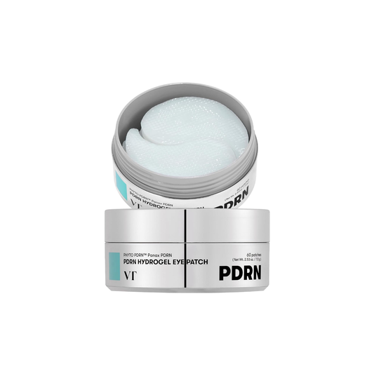 VT PDRN Hydrogel Eye Patch is a nourishing under-eye patch designed to hydrate, firm, and refresh tired-looking eyes. Formulated with Ginseng-Derived PDRN, Niacinamide, Retinal, Caffeine, Sodium Hyaluronate, Hyaluronic Acid, Peptides, Panax Ginseng Root Extract, Shea Butter, Allantoin, and Adenosine, it helps improve the look of fine lines, dullness, puffiness, and loss of firmness. The 3D embossed hydrogel patch fits comfortably under the eyes and helps deliver moisture evenly to the delicate eye area, lea