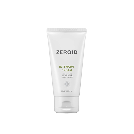 ZEROID Intensive Cream is a rich barrier-support moisturizer designed to deeply hydrate and comfort dry, sensitive, or weakened skin. Formulated with Squalane, Glycerin, Sodium Hyaluronate, Phytosterols, Tocopheryl Acetate, Bisabolol, and nourishing oils, it helps replenish moisture, soften roughness, and support a healthier skin barrier. The creamy texture leaves skin feeling protected, smooth, and comfortable without a greasy finish. Best suited for dry, normal, sensitive, and barrier-weakened skin.